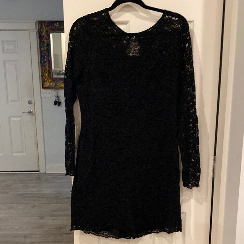 Black Lace Long-Sleeve Romper